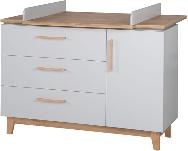 roba Wickelkommode 'Caro' - inkl. Wickelansatz - Soft-Close - Wickelhöhe 94 cm - Lichtgrau / Goldeiche
