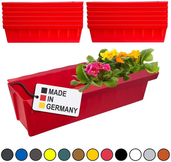 Hossi's Wholesale 12 Euro-Paletten Blumenkästen-Einsätze | mit Hängesystem zum Einhängen | 37,3cm Rot | Pflanzkasten für Europalette Palette | Balkonkasten | Blumentopf | extrem stabil