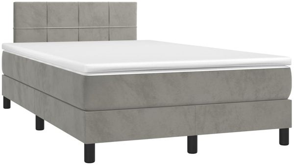 vidaXL Boxspringbett mit Matratze & LED Hellgrau 120x200 cm Samt, Härtegrad: H2 [3134393] Bild 4