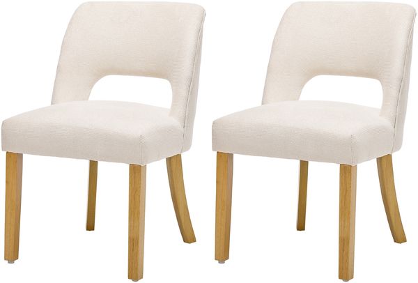 Merax Esszimmerstuhl Beine aus Massivholz, Bezug aus Leinenstoff (Set, 2 St), 2er Set Polsterstühle Küchenstuhl Wohnzimmerstuhl Beige