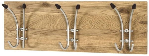Garderobe Wandgarderobe TORINO 3 Eiche geölt Edelstahloptik