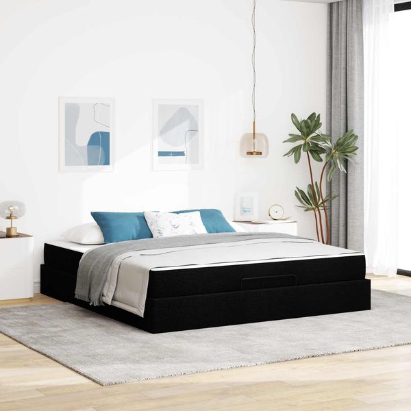 vidaXL Bettgestell mit Matratze 2 pcs Schwarz Stoff 3399510