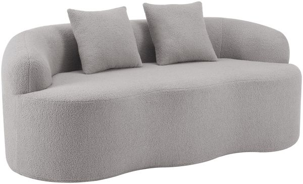 Geschwungenes Zweisitzer-Sofa mit Kissen, hellgrau, 170x89x70 cm, ohne Montage Bild 5