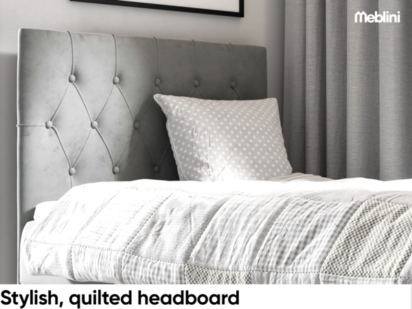 MEBLINI Kinderbett mit Bettkasten FILIPPO 1 80x200 Rechts – H3/Grau Samt Gepolstert Einzelbett mit Matratze - Polsterbett mit Stauraum - Bett mit Kopfteil – Stauraumbett Bild 3