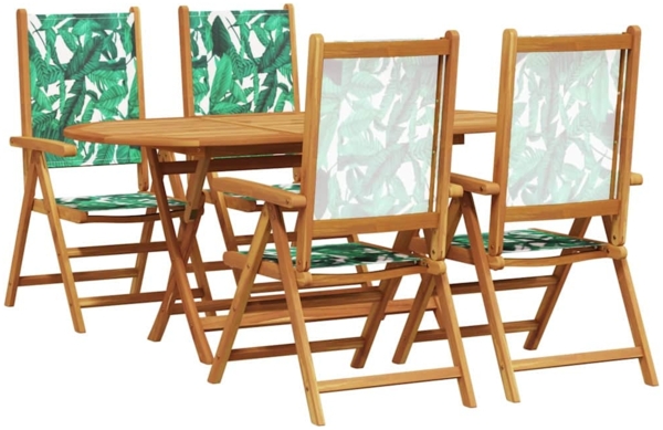 vidaXL Garten Essgruppe 5 pcs Blattmuster Akazie Massivholz 3375750