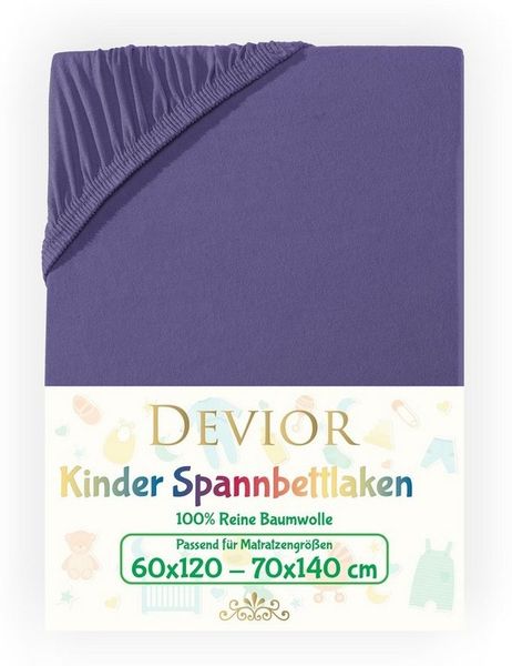 Devior Spannbettlaken Kinder Spannbetttuch 60x120 - 70x140 cm Bettlaken Tuch 100% Baumwolle, Jersey, Gummizug: Rundumgummizug, Matratzen Bezug bis 12cm Matratzenhöhe