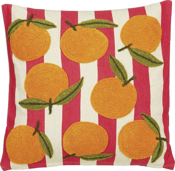 Mica Decorations Kissen mit Orangenmotiv 45x45 cm offwhite/rosa