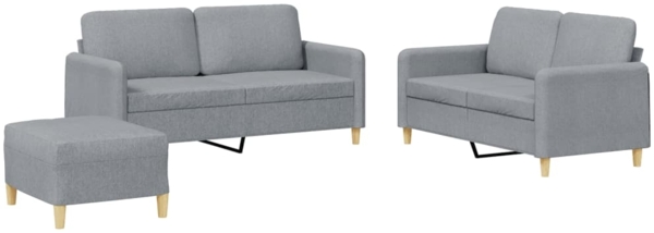 vidaXL 3-tlg. Sofagarnitur mit Kissen Hellgrau Stoff 3202094