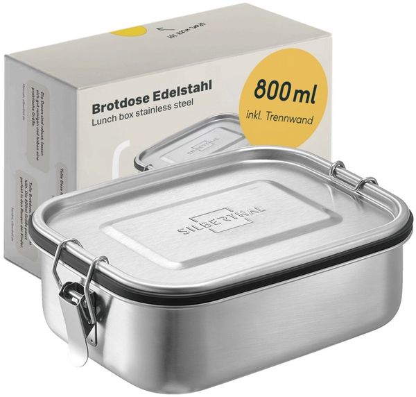 SILBERTHAL Lunchbox Brotdose Edelstahl 800ml, Edelstahl, (1-tlg, Einzeln), Auslaufsicher, Geschmacks- & Geruchsneutral