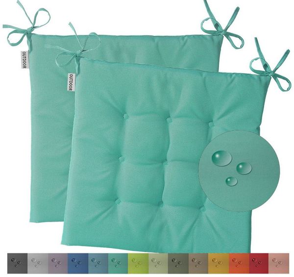 heimtexland Sitzkissen Outdoor Stuhlkissen Garten Stuhlpolster wetterfest, schmutz- und wasserabweisend I UV-beständig I 40 x 40 x 3 cm