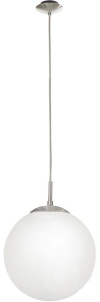 Eglo 85262 Pendellampe RONDO Glas weiß und nickel-matt, E27 max. 1X40W H:110cm Ø25cm dimmbar