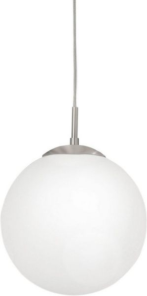 Eglo 85262 Pendellampe RONDO Glas weiß und nickel-matt, E27 max. 1X40W H:110cm Ø25cm dimmbar