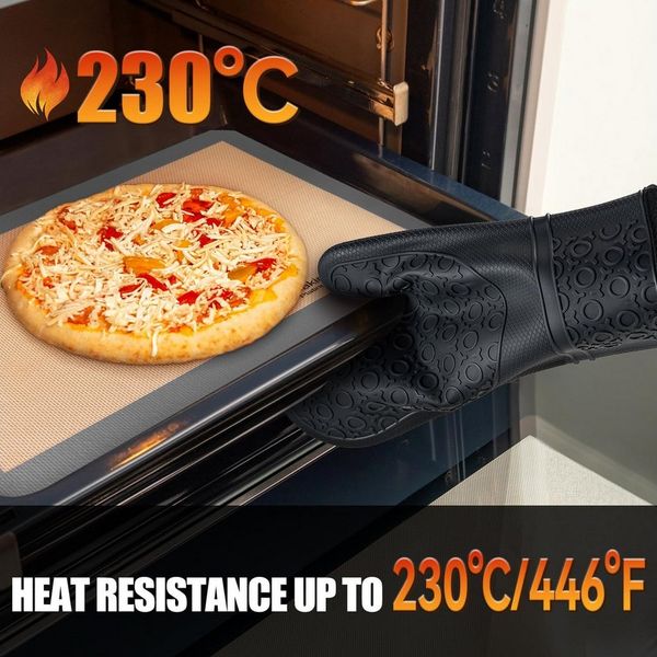 SURFOU Topfhandschuhe Ofenhandschuhe Topflappen Topfhandschuhe 6er Set Lange Backhandschuhe, (Kochhandschuhe, Oven Gloves, Topflappen Handschuh, Ofenhandschuhe Hitzebestaendig, Hitzebeständig bis 260°C, extra langen Handschuhen, BPA-freies Lebensmittel...
