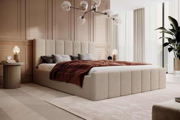 Compleo Polsterbett Boucle FLAV Stauraumbett, Doppelbett, Modern und Elegant (Slim, Designerbett), 120/140/160/180, Modern Schlafzimmer