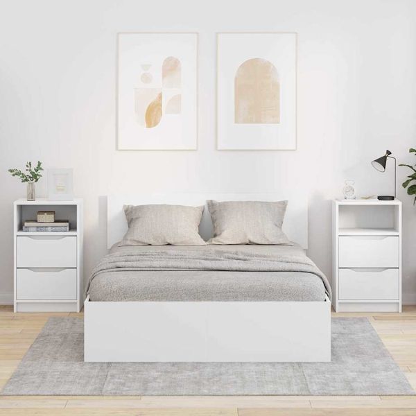 vidaXL Nachttische 2 pcs Weiß 40 x 30 x 467 cm Holzwerkstoff 888908