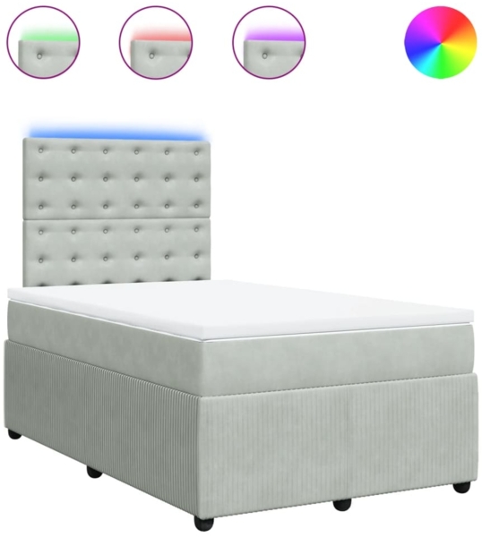 vidaXL Boxspringbett mit Matratze Hellgrau 120x200 cm Samt 3294622