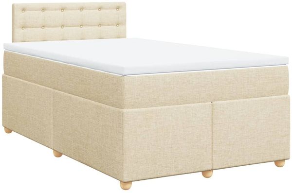 vidaXL Boxspringbett mit Matratze Creme 120x200 cm Stoff 3288966 Bild 3