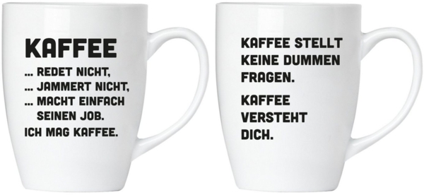 Kaffee jammert nicht! Tassen Set aus Keramik - Grußkarte und Geschenkpackung