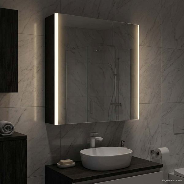 vidaXL Badezimmerspiegelschrank Schwarz Eichen-Optik 889240