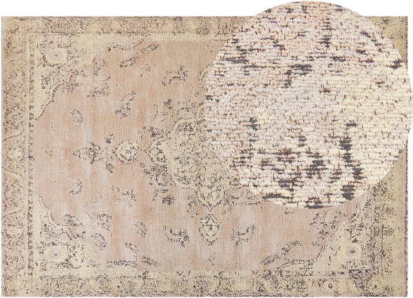 Teppich Baumwolle beige 160 x 230 cm orientalisches Muster Kurzflor MATARIM