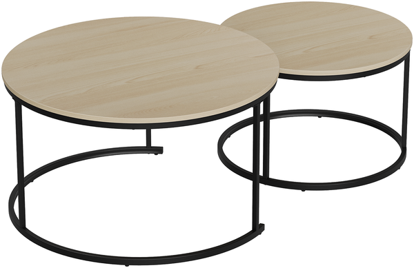 2er Couchtisch-Set, verschachtelbar, 80 x 80/60 x H 45/40 cm, Holzoptik mit Metallgestell, modern-industriell Bild 6