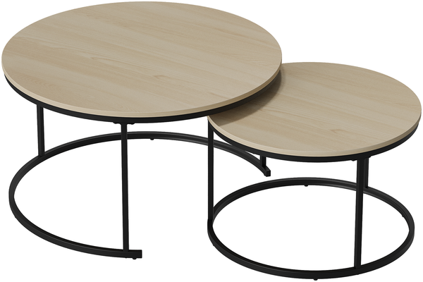 2er Couchtisch-Set, verschachtelbar, 80 x 80/60 x H 45/40 cm, Holzoptik mit Metallgestell, modern-industriell Bild 7