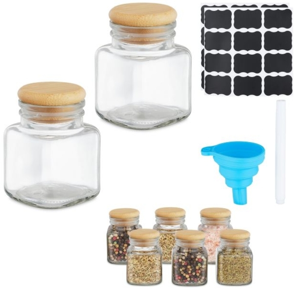 8er Set Gewürzgläser mit Bambusdeckel 10047443