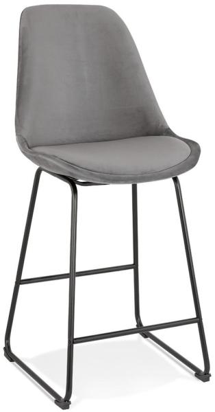 Kadima Design Thekenstuhl Samt | 67 cm hoch | Ergonomisch Metallgestell | Dunkelgrau | Barstuhl