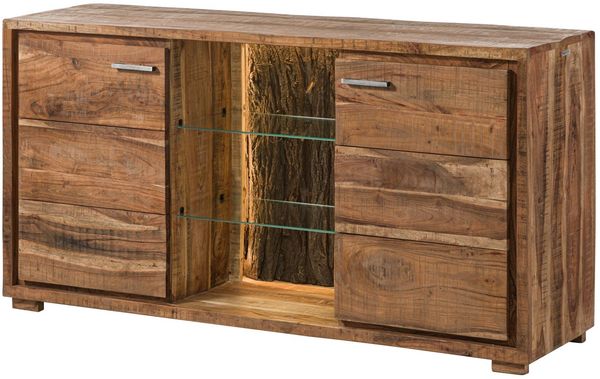 Sideboard BARK Akazie massiv dula inkl. LED Wolf Möbel