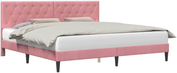 vidaXL Bettrahmen mit Kopfteil Rosa 200 x 200 cm Samt 42027688 Bild 2