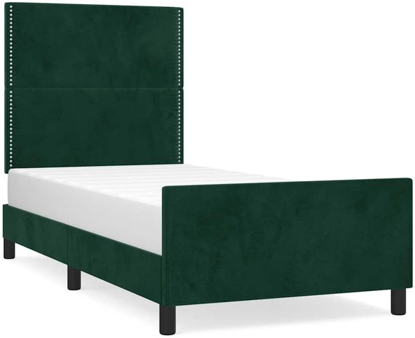 Einzelbettgestell Design für Erwachsene ohne Matratze Dunkelgrün 100x200 cm Samt d4741e