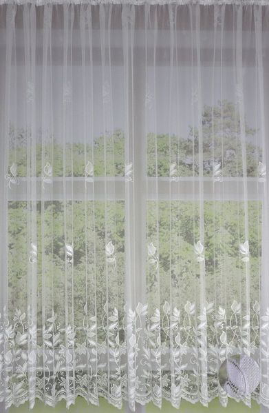 Clever-Kauf-24 Gardine Fertiggardine m. Universalband weiß Edel Jacquard, transparent, Store