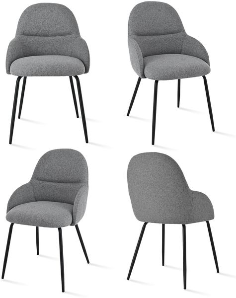GOEURVANT 1438 Esszimmerstühle 4er-Set, Webstoff - Taubengrau