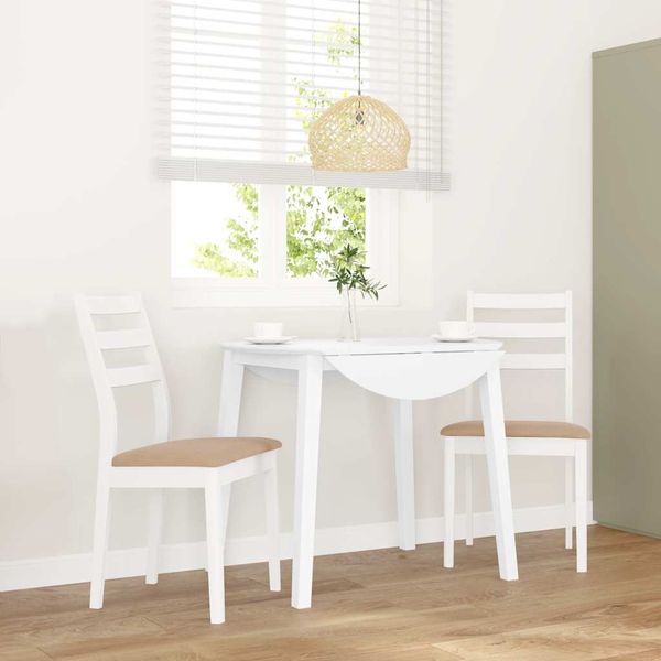 vidaXL Esszimmerstühle mit Kissen 2 Stk. Weiß Massivholz Gummibaum 4102522