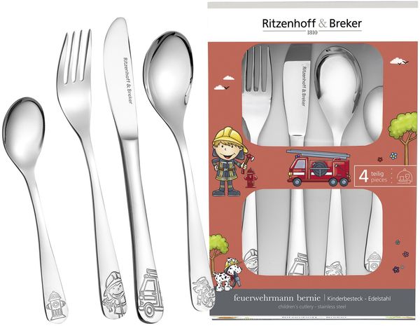 Kinderbesteck 4 tlg. 18/10 Feuerwehrmann Bernie