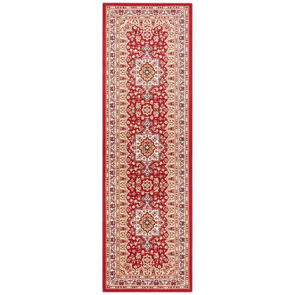 Orientalischer Kurzflor Teppich Parun Täbriz Rot - 80x250x0,9cm