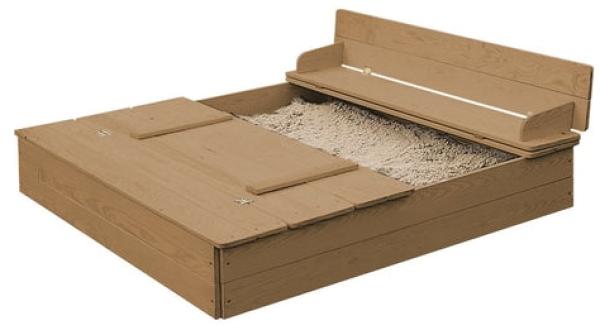 roba Sandkasten - aufklappbar zu 2 Bänken - Massivholz - wetterfest - Teak-Optik