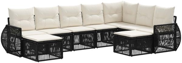 vidaXL Gartensofa-set 9 pcs Schwarz Poly-Rattan 3435604