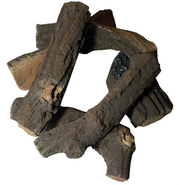 Elementi Brennholz Keramik in Fallholz-Optik, braun