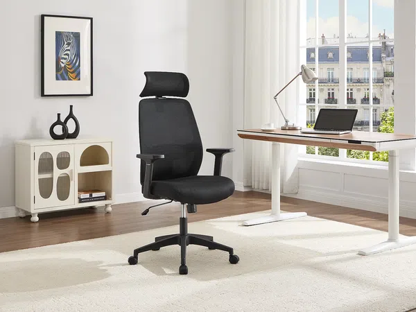 Vente-unique - DELRINO Office chair Stoff Schwarz - B 62 cm x H 124 cm117 cm x L 64 cm