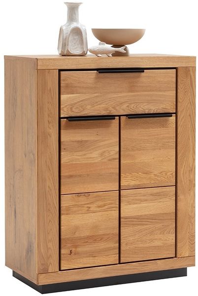 Lomadox Schuhschrank GIUSTINO-06 80 cm breit, Eiche teilmassiv mit schwarz