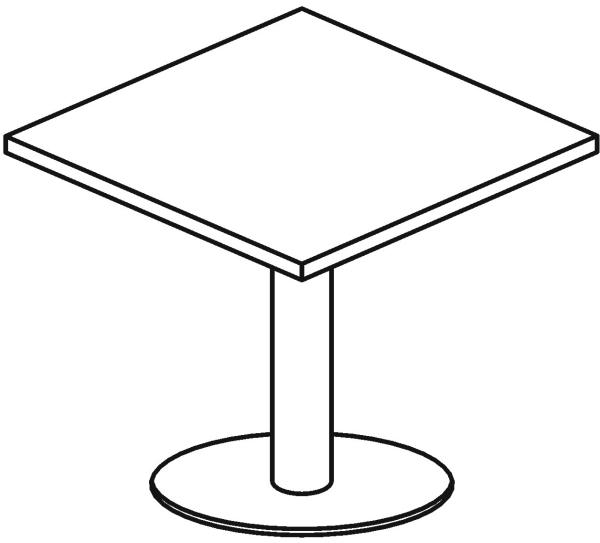 Säulenhubtisch, 80x80cm, Nussbaum / Schwarz