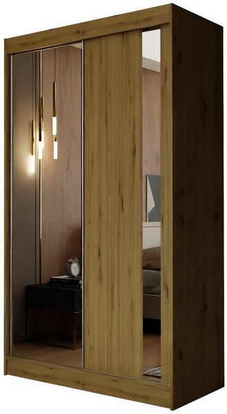 Beautysofa Schwebetürenschrank Gaja (weiß, schwarz, graphit, artisan, Kaschmir Farbe) mit Schubladen, Spiegeln und Kleiderstange