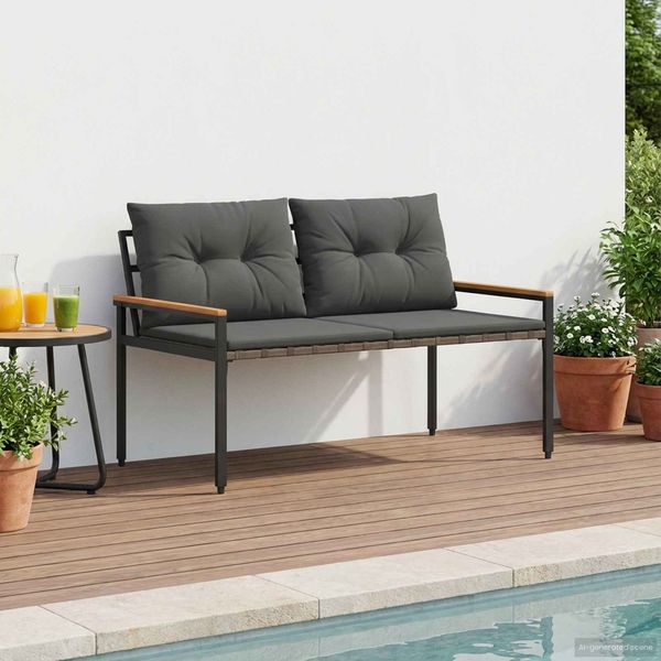 vidaXL Bank Outdoor 2 -Seater 116 x 67,5 x 72 cm Poly-Rattan 42025366