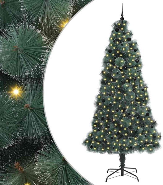 vidaXL Künstlicher vorbeleuchteter Weihnachtsbaum mit Kugelset 240 cm 3396191