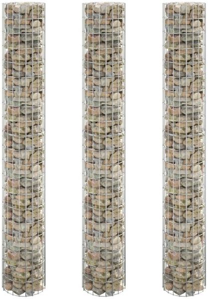 vidaXL Gabionen-Hochbeete 3 Stk. Rund Verzinkter Stahl Ø30x200 cm 152022