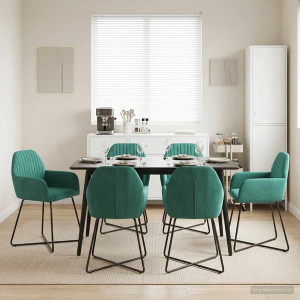 vidaXL Esszimmerstühle 6 pcs Samt (V) Türkis 55 x 50 x 84 cm 3428391