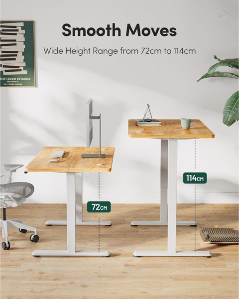 FEZIBO Elektrischer höhenverstellbarer Schreibtisch 152 x 60 cm Weiß/Hellbraun Bild 6