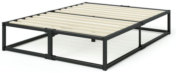ZINUS Bettgestell Joseph - Stabiler Bettrahmen mit Holzlattenrost & Stauraum (Bis 318 kg belastbar, 1-tlg, Doppel/Einzelbett, Schwarz, 160x200 cm), Kinderleichter Aufbau, Robust