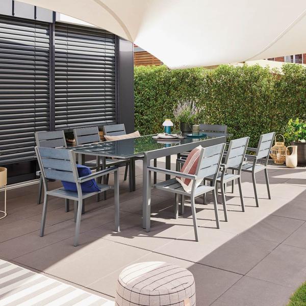 HOME DELUXE Garten-Sitzgruppe ausziehbar SOL MADERA - 180/240 x 90 cm 8 Stühle